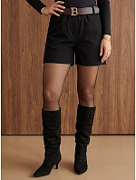 Elegantní dámské šortky s páskem, černé, FashionStreet SY0593 Elegantní dámské šortky s páskem, černé, FashionStreet SY0593