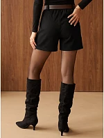 Elegantní dámské šortky s páskem, černé, FashionStreet SY0593 Elegantní dámské šortky s páskem, černé, FashionStreet SY0593