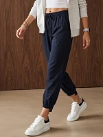 Dámske joggerové nohavice s gumou v páse, tmavomodré, FashionStreet UY3166