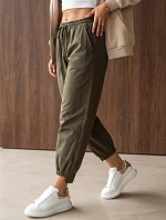 Dámske joggerové nohavice s gumou v páse, olivovo zelené, FashionStreet UY3167