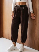 Dámské bavlněné kordurové kalhoty s opaskem, čokoládová barva, FashionStreet UY3168 Dámské bavlněné kordurové kalhoty s opaskem, čokoládová barva, FashionStreet UY3168