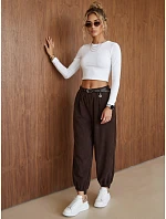 Dámské bavlněné kordurové kalhoty s opaskem, čokoládová barva, FashionStreet UY3168 Dámské bavlněné kordurové kalhoty s opaskem, čokoládová barva, FashionStreet UY3168