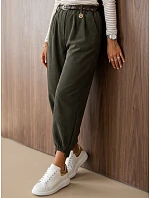 Dámské bavlněné manšestrové kalhoty s páskem, khaki, FashionStreet UY3172 Dámské bavlněné manšestrové kalhoty s páskem, khaki, FashionStreet UY3172