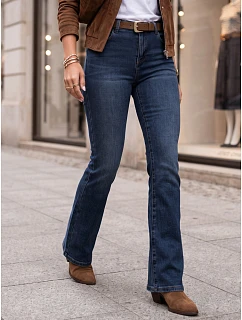 Dámské džíny bootcut s páskem, modré, FashionStreet UY3175