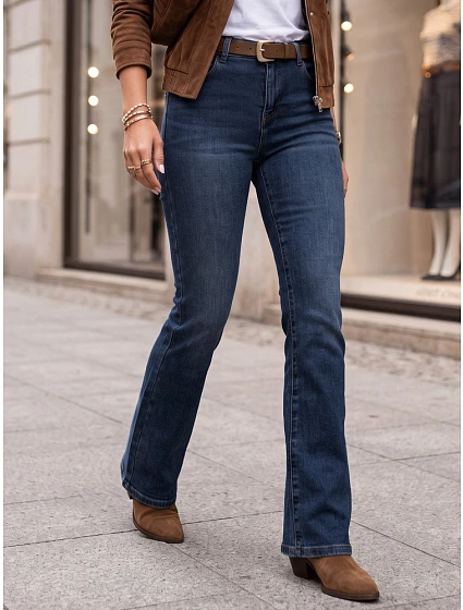 Dámské džíny bootcut s páskem, modré, FashionStreet UY3175 Dámské džíny bootcut s páskem, modré, FashionStreet UY3175