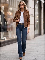 Dámské džíny bootcut s páskem, modré, FashionStreet UY3175 Dámské džíny bootcut s páskem, modré, FashionStreet UY3175