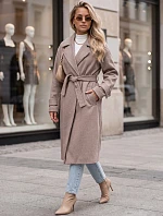 Dlhý dámsky kabát s viazaním v páse, Fango FashionStreet NY0810