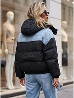 Dámská prošívaná péřová bunda s kapucí, černá, FashionStreet TY6087 Dámská prošívaná péřová bunda s kapucí, černá, FashionStreet TY6087