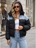Dámská prošívaná péřová bunda s kapucí, černá, FashionStreet TY6087 Dámská prošívaná péřová bunda s kapucí, černá, FashionStreet TY6087