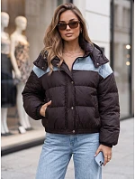 Dámská prošívaná péřová bunda s kapucí, hnědá, FashionStreet TY6087 Dámská prošívaná péřová bunda s kapucí, hnědá, FashionStreet TY6087