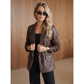 Marynarka damska skórzana z brązowa model 22542363 - FashionStreet Marynarka damska skórzana z brązowa model 22542363 - FashionStreet