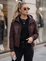 Dámska prešívaná prechodná bunda s kapucňou, bordová, FashionStreet TY6094