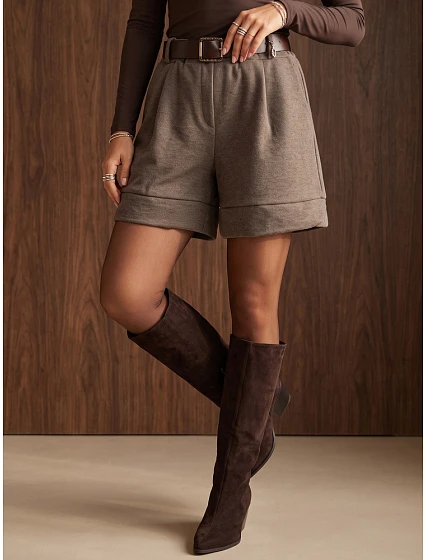Elegantné dámske šortky s opaskom Fango FashionStreet SY0624 Elegantné dámske šortky s opaskom Fango FashionStreet SY0624
