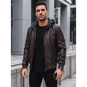 Kurtka męska skórzana ocieplana z kapturem model 22542400 - FashionStreet Kurtka męska skórzana ocieplana z kapturem model 22542400 - FashionStreet