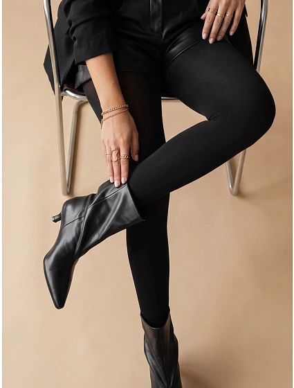 Dámske hrubé, krycie bavlnené pančucháče, čierne, FashionStreet UY3215