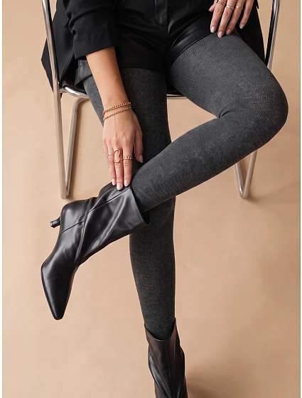 Dámske hrubé krycie pančucháče z bavlny, antracitové, FashionStreet UY3216