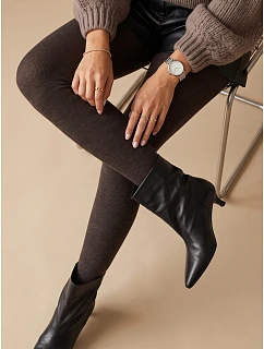 Dámske hrubé bavlnené pančucháče s vysokým krytím v čokoládovej farbe FashionStreet UY3218