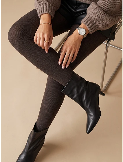 Dámske hrubé bavlnené pančucháče s vysokým krytím v čokoládovej farbe FashionStreet UY3218 Dámske hrubé bavlnené pančucháče s vysokým krytím v čokoládovej farbe FashionStreet UY3218
