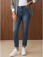 Jeansy damskie mom fit z wysokim stanem niebieskie FashionStreet UY3244 Jeansy damskie mom fit z wysokim stanem niebieskie FashionStreet UY3244