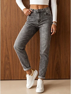 Jeansy damskie mom fit z wysokim stanem szare FashionStreet UY3247