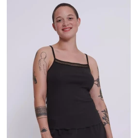 Dámske tričko GO Ribbed Spaghetti Top - BLACK - black 0004 - SLOGGI Dámske tričko GO Ribbed Spaghetti Top - BLACK - black 0004 - SLOGGI