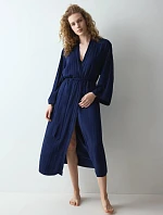 Dámsky župan Amourette Jacquard Long Robe Admiral, tmavomodrý – TRIUMPH