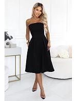 se midi šaty s páskem – černé model 22368943 - numoco se midi šaty s páskem – černé model 22368943 - numoco