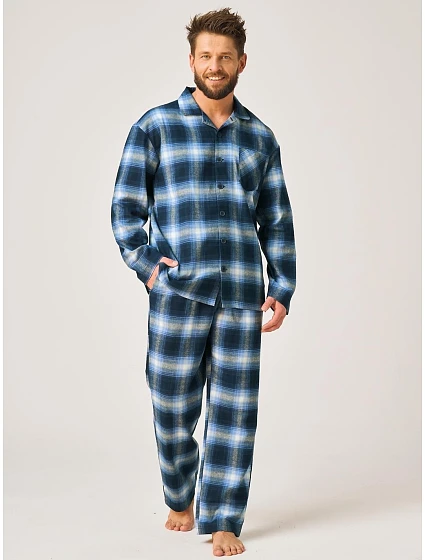 Pyžamo Key MNS 432 B26, délka/šířka 3XL–4XL, rozepínací