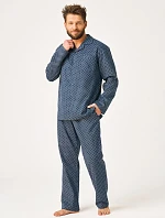 Pyžamo Key MNS 912 B26, s dlhými rukávmi, veľkosť 3XL–4XL, na zapínanie