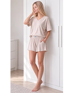 Pyžamo Luna 1313 S–XL s dlhými rukávmi, béžové