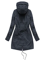 Tmavě modrá dámská zimní bunda parka s kožešinovou podšívkou a s kapucí model 21242018 - Libland Tmavě modrá dámská zimní bunda parka s kožešinovou podšívkou a s kapucí model 21242018 - Libland