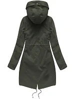 Dámská zimní bunda parka v army barvě s kapucí a odepínací kožešinovou podšívkou model 21242078 - Libland