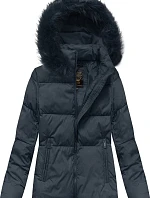 Dámska krátka zimná prešívaná bunda Dark Blue (7694)