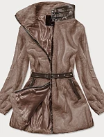 Hnedá kožušinová bunda so stojačikom (GSQ2228)