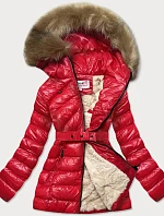Lesklá zimná bunda pre medvedíka červená (w674)