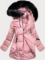Dámska asymetrická zimná bunda ružová (8953-r)