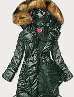 Dámska lesklá zimná bunda Dark Green (m-21008)