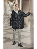 Černá prošívaná dámská oversize bunda s kapucí model 20471205 - Ann Gissy