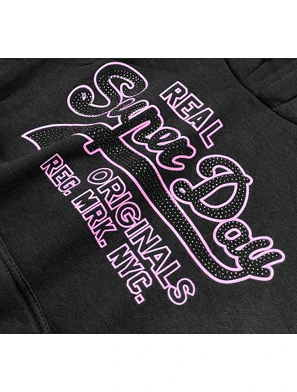 Krátká černá dámská mikina s potiskem model 17182416 - J.STYLE