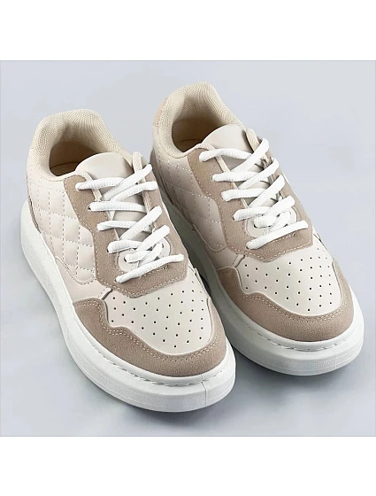 Béžové dámské šněrovací sportovní polobotky model 17098932