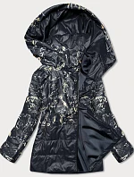 Čierna dámska bunda s potlačou (7769)