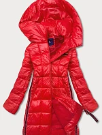 Červená dámska bunda s ozdobnými lampasmi (AG1-J9002)