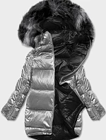 Obojstranná oversize bunda v sivej a čiernej farbe (h-1088-61)