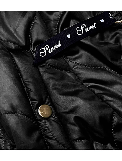 Černá krátká dámská bunda se stojáčkem model 20955145 - S'WEST Černá krátká dámská bunda se stojáčkem model 20955145 - S'WEST