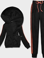 Dámska tepláková súprava s lemovaním čierno-oranžová (KK0057)