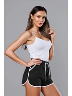 Černé dámské šortky s kontrastní lemovkou model 18369450 - J.STYLE Černé dámské šortky s kontrastní lemovkou model 18369450 - J.STYLE