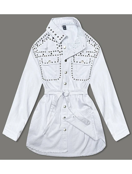 Dámska biela džínsová bunda Oversize (M6959) Dámska biela džínsová bunda Oversize (M6959)