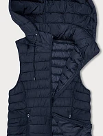 Dámska tmavomodrá prešívaná bunda bez rukávov s kapucňou (16M9150-215)