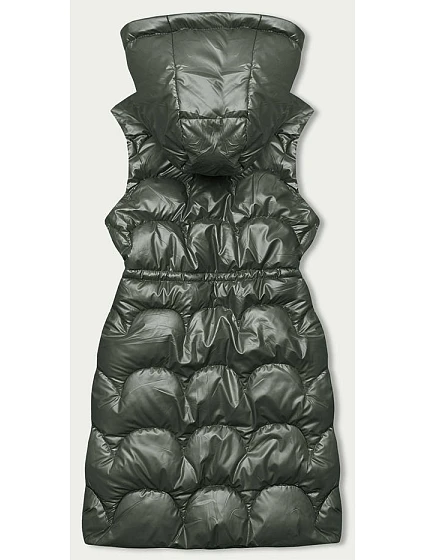 Vypasovaná vesta v khaki barvě s kapucí model 18846328 - S'WEST Vypasovaná vesta v khaki barvě s kapucí model 18846328 - S'WEST