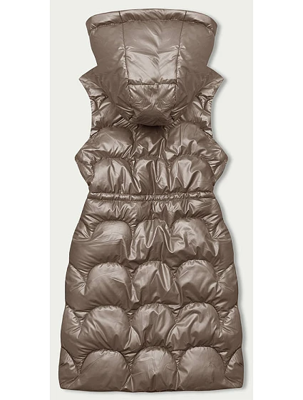 Vypasovaná vesta v barvě cappuccino s kapucí model 18846340 - S'WEST Vypasovaná vesta v barvě cappuccino s kapucí model 18846340 - S'WEST
